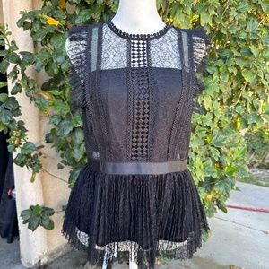 Heartloom black Lace Zip up Top